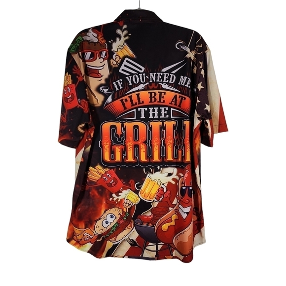 "IF YOU NEED ME I'LL BE AT THE GRILL"  SHORT SLEEVE SHIRT - Picture 2 of 7